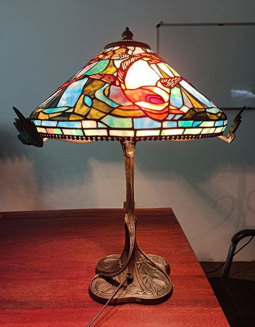 16-in-Tiffany-Studio-Reproduction-Antique-Fish-Design-Bronze-Base-Table-Lamp-T16002-ST